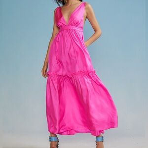 Cynthia Rowley | Dresses | Cynthia Rowley Pink Juna Silk Maxi Dress Hot Pink  Barbie Resortwear Summer | Poshmark